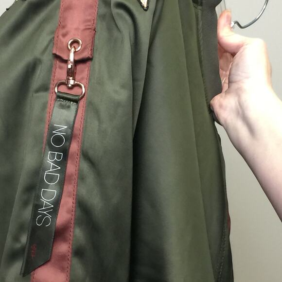 Express x Karlie Kloss Collab Reversible Gray & Army Green Bomber Jacket Small - Picture 5 of 9